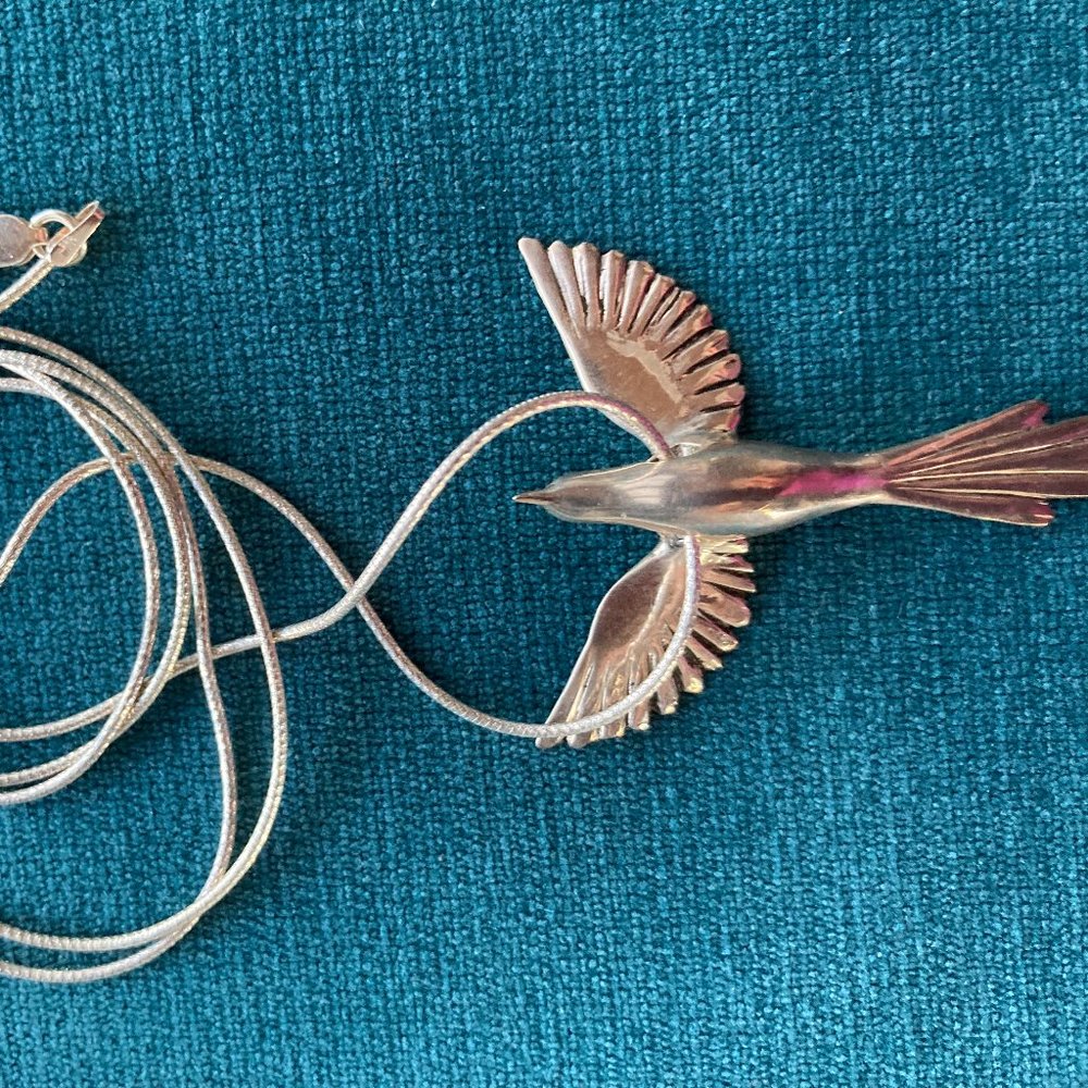 Sterling Silver Phoenix Bird Necklace on Sterling Chain